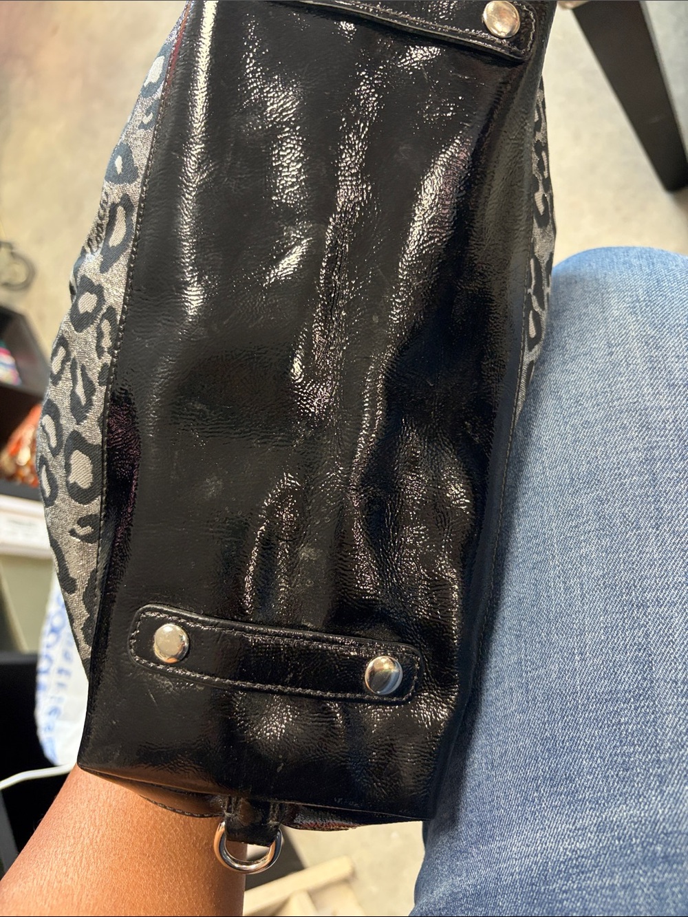 Coach Gray & Black Leopard-Print Satchel - Picture 6 of 8